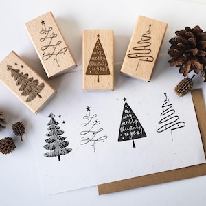 Stempel Große Bäume, Weihnachtsbaum Stempel, Stempel Weihnachten, Weihnachtsmotiv Stempel, Geschenkanhänger Stempel,Stempel Tannenbaum HS011