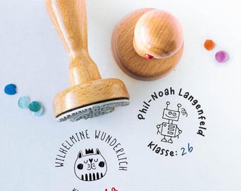 Namensstempel Kinder Schulstempel Klasse Schulanfang Geschenk  Stempel Kinder Schulbuch lustig niedlich Kinderstempel personalisiert HS119