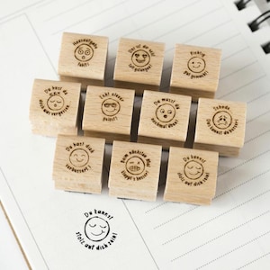 Mini set di timbri per insegnanti, timbro motivazionale, set di timbri scolastici, timbro premio, scuola primaria, smiley, ben fatto, valutazione, classe HS121