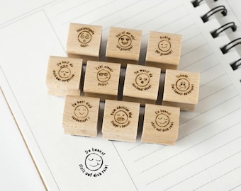 Teacher Stamp Mini Set, Motivational Stamp, School Stamp Set, Reward Stamp, Primary School, Smiley, Well Done, Rating, Grade HS121
