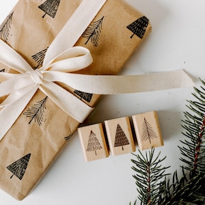 Set di timbri piccoli alberi, timbro per albero, timbro di Natale, timbro per albero di Natale, timbro per etichetta regalo, timbro per albero di Natale HS012