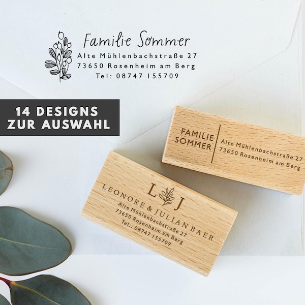 Address stamp, text stamp with address, stamp with name and address, personalized, gift, name and address stamp, name stamp HS001