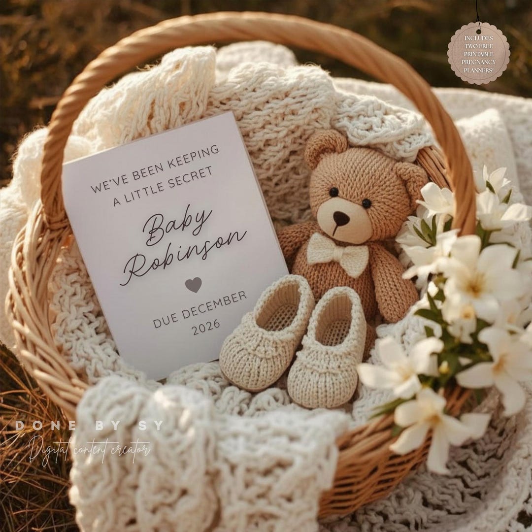 Neutral Pregnancy Announcement, Editable Baby Reveal for Social Media