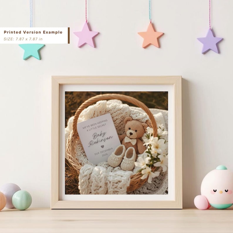 Neutral Pregnancy Announcement, Editable Baby Reveal for Social Media