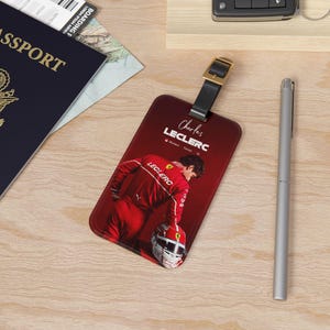 Charles Leclerc and Leo Leclerc Ferrari F1 Luggage Tag Formula 1 Fans Sports Gift