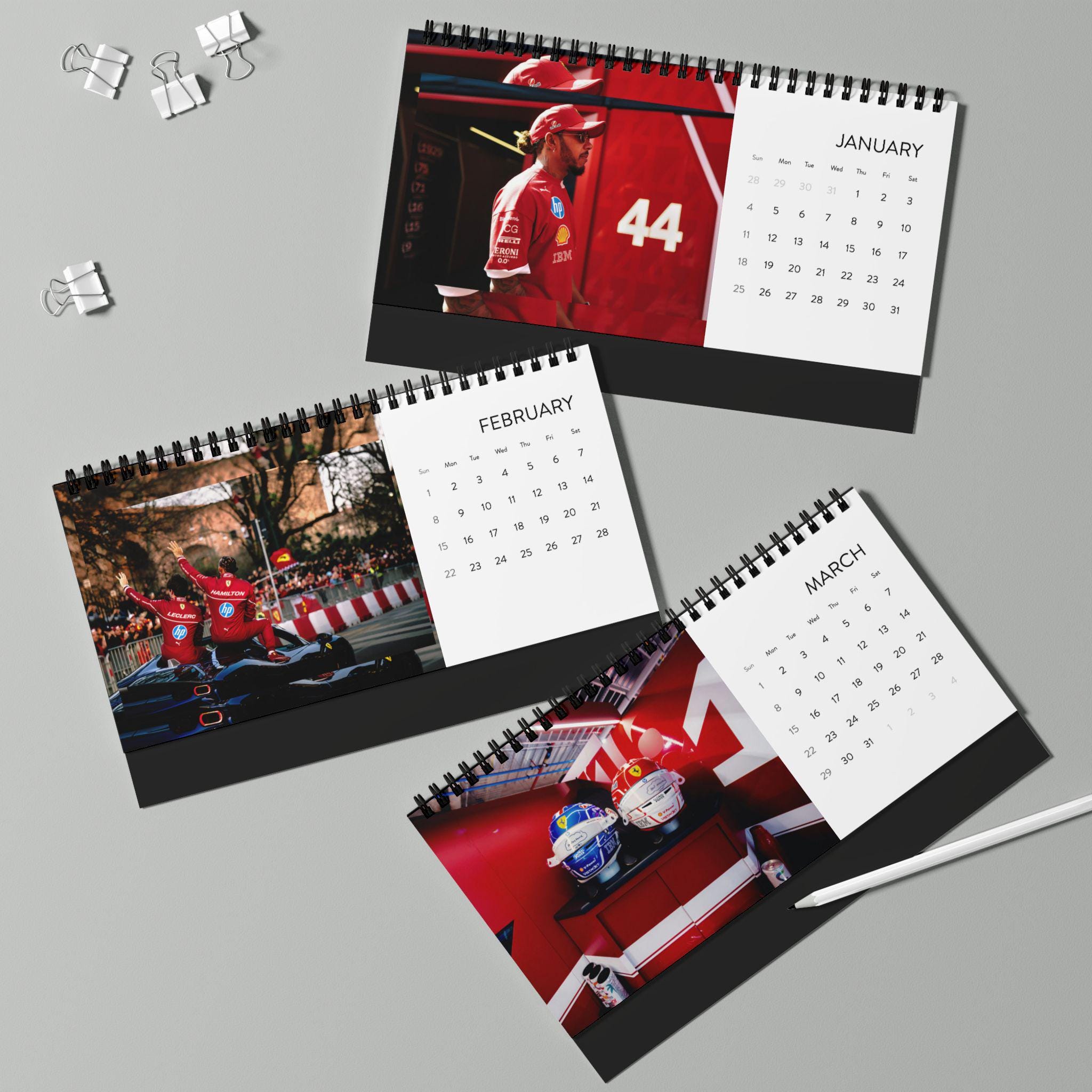 フォーミュラ1 2026 卓上カレンダー フェラーリ、マクラーレン