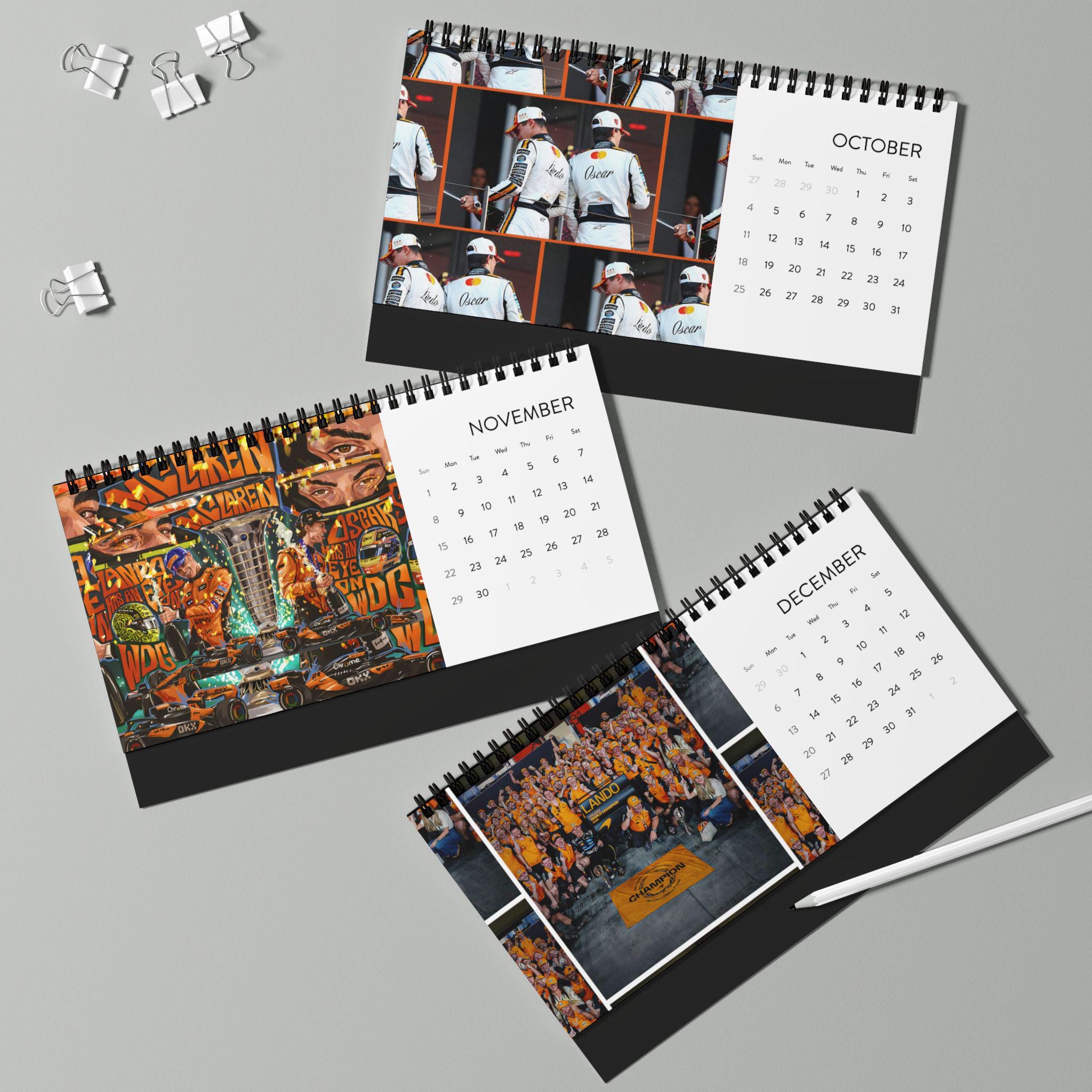 フォーミュラ1 2026 卓上カレンダー フェラーリ、マクラーレン
