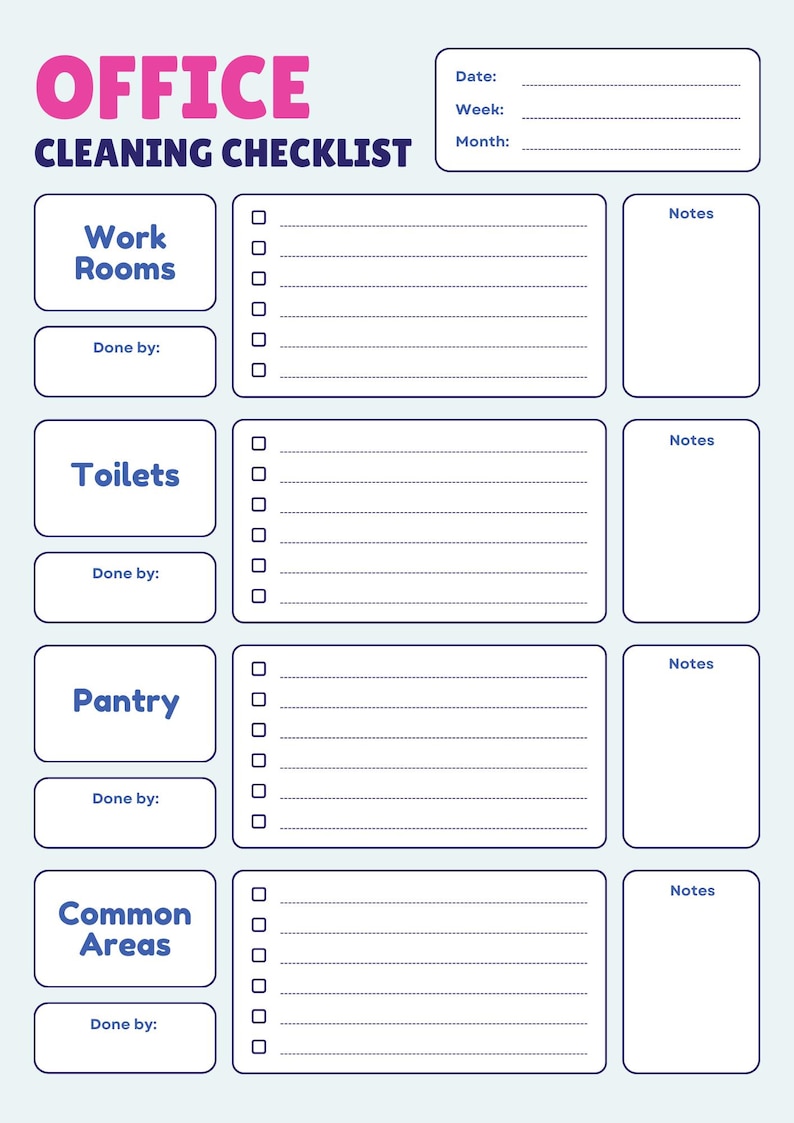 Printable Office Cleaning Checklist: Digital Download for Organized ...