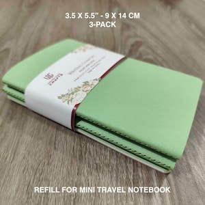 Refills for Pocket Notebook | Mini Travel Journal Size 9x14 cm – 3.5x5.5 inch| 3-pack 64 Pages Each| 100gsm No Bleed Excellent Writing Paper