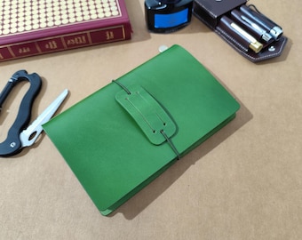 B6 Slim Traveler Notebook Leather Personalized Refillable Bullet Journal Embossed Name Writing Business Cursive Spencerian Stationery Gifts