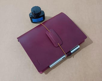 A5 Leather Ring Binder Notebook Personalized Refillable Journal 2mm Lined Calligraphy Paper Spencerian Cursive Diary Luxury Stationery Gift