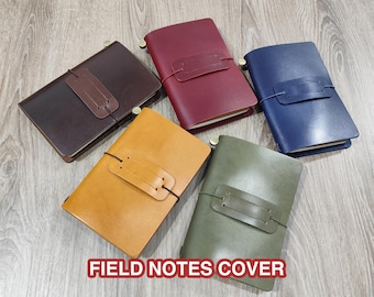 Field Notes Cover Italian Leather Personalized Name Initials Embossed Traveler Notebook Kraft Paper Cards Holder Wallet Pen Loop Luxury Gift