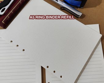 A5 Binder Refill Paper 6 Hole Pages 100gsm No Bleed Fountain Pen Paper Lined Dotted Plain Notebook Bullet Journal Inserts 6 Rings Stationery