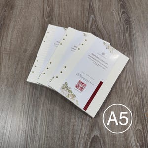 Recarga de papel para fichário A5 - Pacote com 2 | Recargas de 6 páginas de argola, pautadas, pontilhadas, encartes | Encartes de fichário com 6 furos para diário e caderno