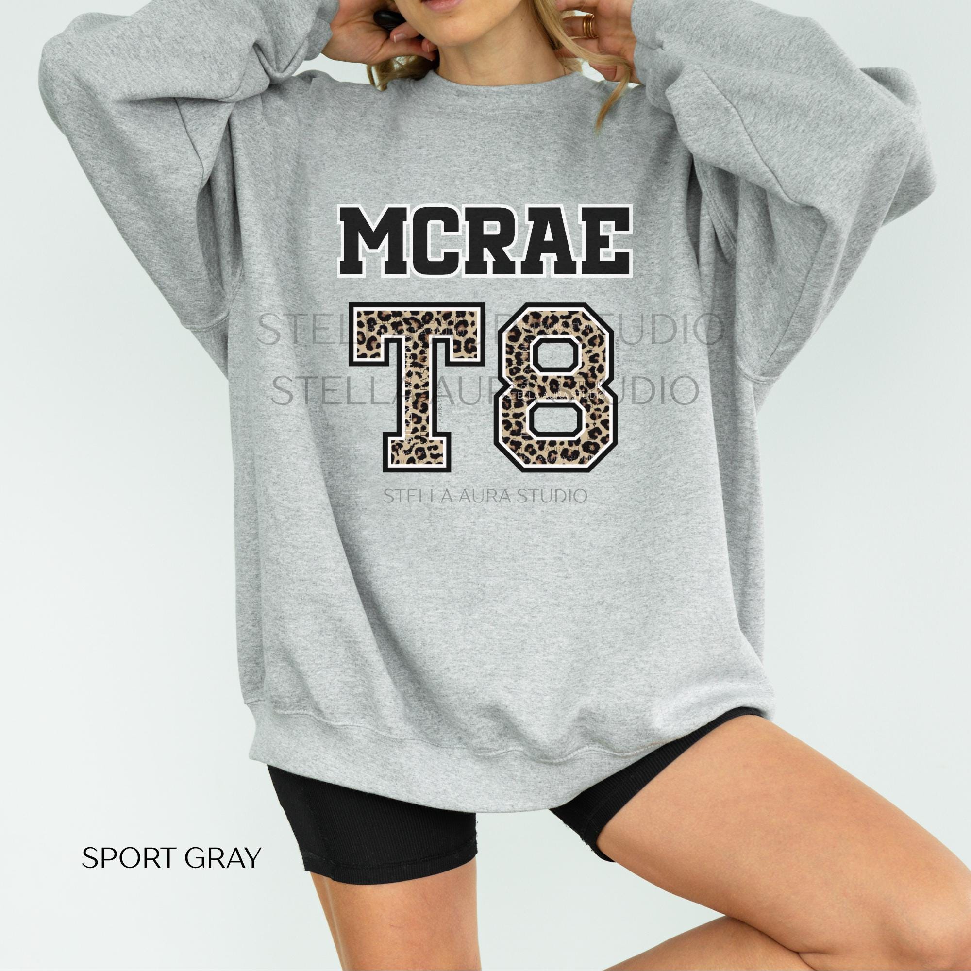 Tate Mcrae Leopard T8 Jersey Hoodie | Varsity Crewneck Sweatshirt