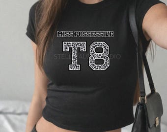 Tate McRae Shirt | Miss Possessive T8 Leopard Jersey Baby Tee | Tate McRae Concert Outfit | Y2K Crop Top Gift for Tate McRae Fans