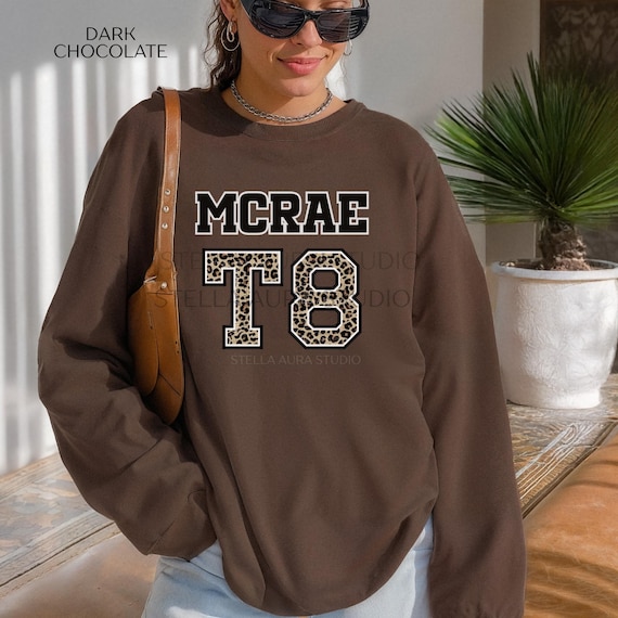 Tate Mcrae Leopard T8 Jersey Hoodie | Varsity Crewneck Sweatshirt