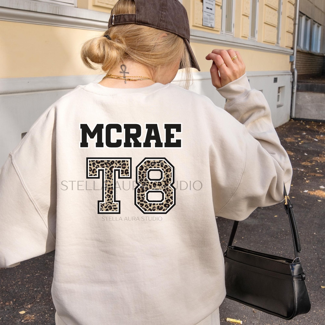Tate Mcrae Leopard T8 Jersey Hoodie | Varsity Crewneck Sweatshirt