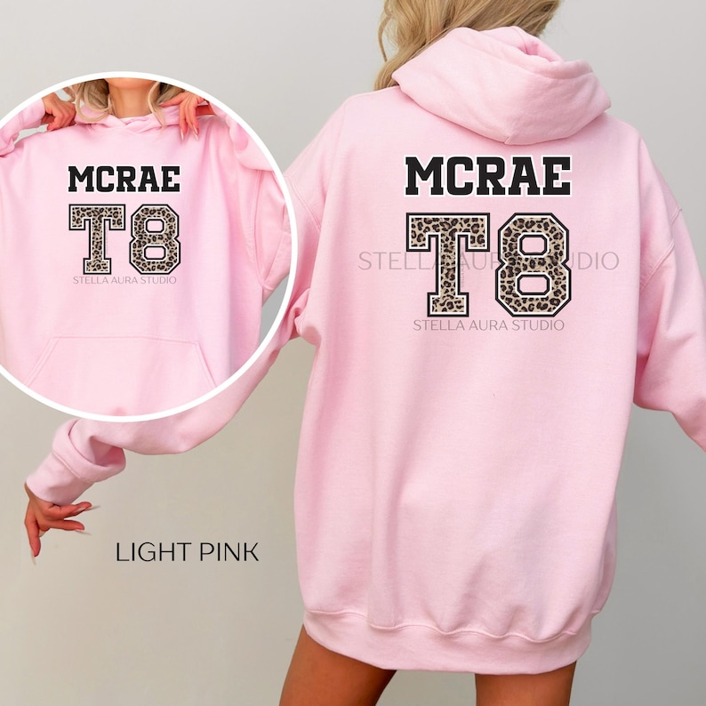 T8 Letters Tate Mcrae Jersey Hoodie, Varsity Leopard T8 Sweatshirt, Trendy ...