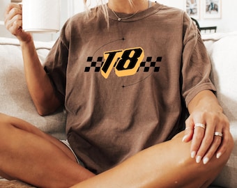 Tate McRae T8 Y2K Checkered Graphic Tee, Oversized Comfort Colors Shirt, Vintage Concert Streetwear Aesthetic