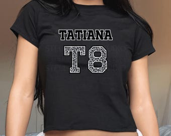 Tate McRae T8 Jersey Shirt | Tatiana T8 Leopard Print Baby Tee | Tate McRae Merch | Concert T-shirt Outfit | Tate McRae Daughter gift