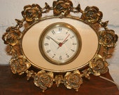 Vintage WORKING Stylebuilt Gold Ormolu Electric Clock Stands on Surface is Alarm Clock too