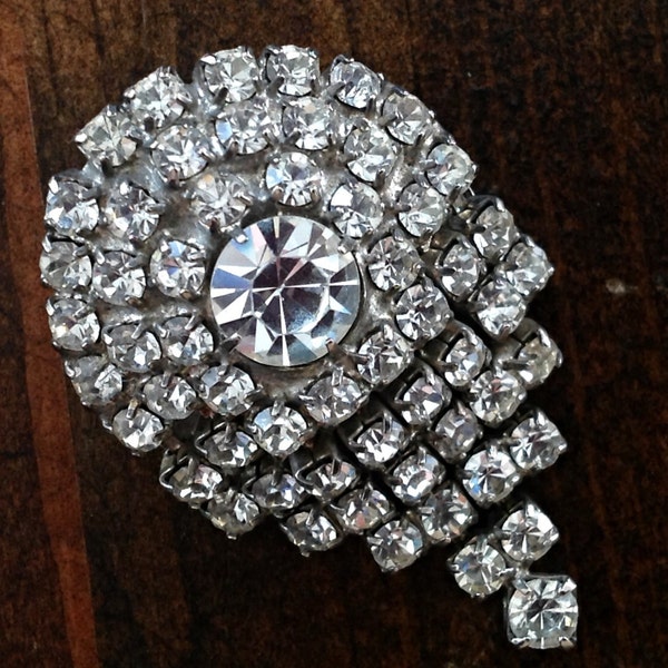 Vintage Vestido de Musi de Clip o zapato Clip puntas Set facetas claro Rhinestones grandes novia broche