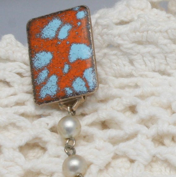 Vintage Sweater Clip - copper colored enamel and … - image 3