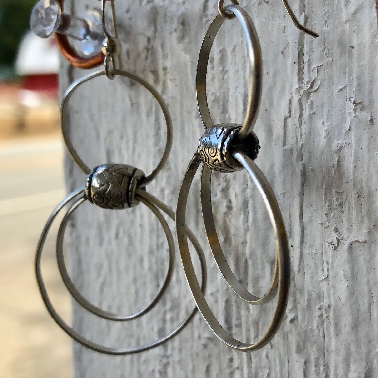 Silver hoop earrings set of 3 Clearance