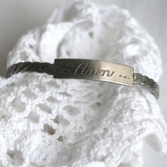 SALE Vintage Solid Sterling Silver ID Bangle Engr… - image 2