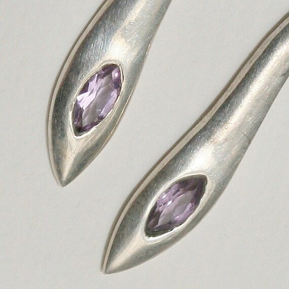 Vintage Sterling silver and Amethyst Post earring… - image 5
