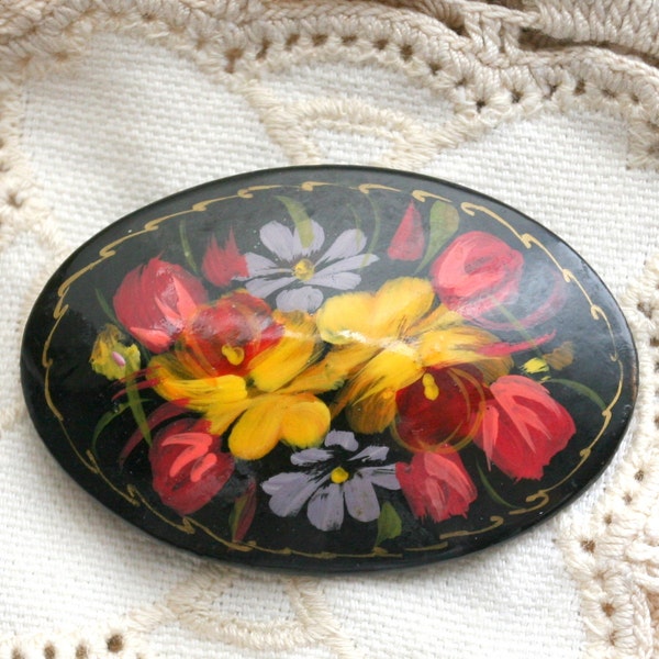 Hand Painted Vintage Russian Brooch Etsy