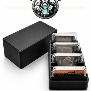 Silver Bar Storage Box – 10 Slot Bullion Holder for 1 oz Bars, Stackers & Capsules