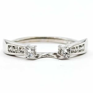 14k White Gold Diamond Wrap Ring Guard: .20ctw Bridal Enhancer