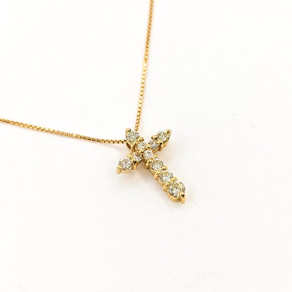 Diamond Cross Pendant in 18k Yellow Gold - image 3
