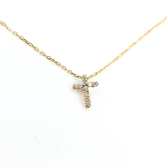 Cross Diamond Pendant in 18k Yellow Gold - image 2
