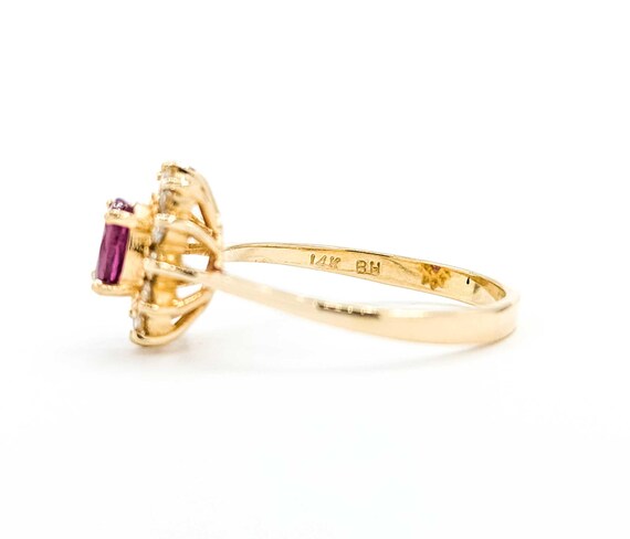 Ruby & Diamond Halo Ring in 14k Yellow Gold - Ova… - image 8