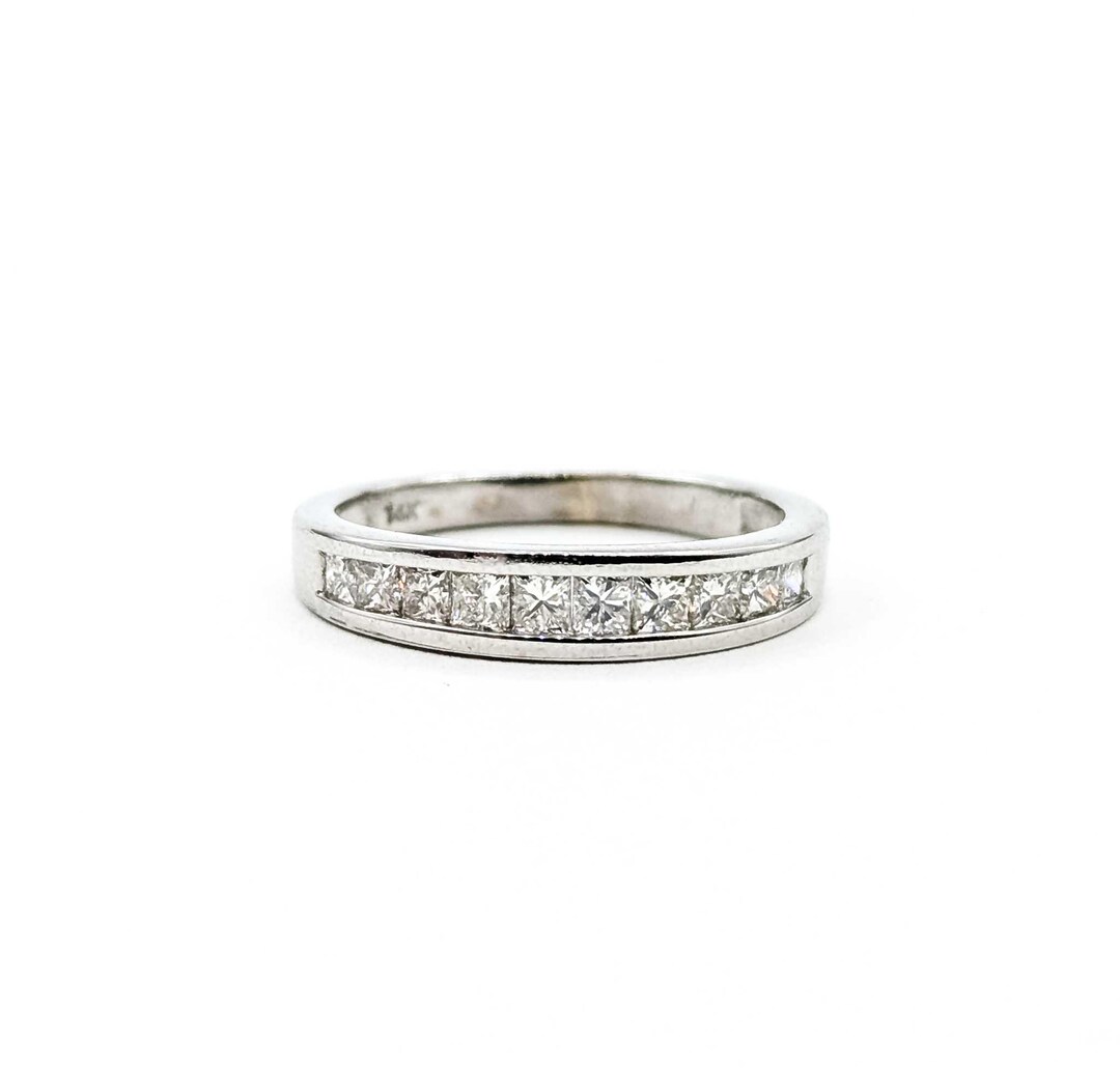 14k White Gold Princess Cut Diamond Wedding Band – Channel Set ...
