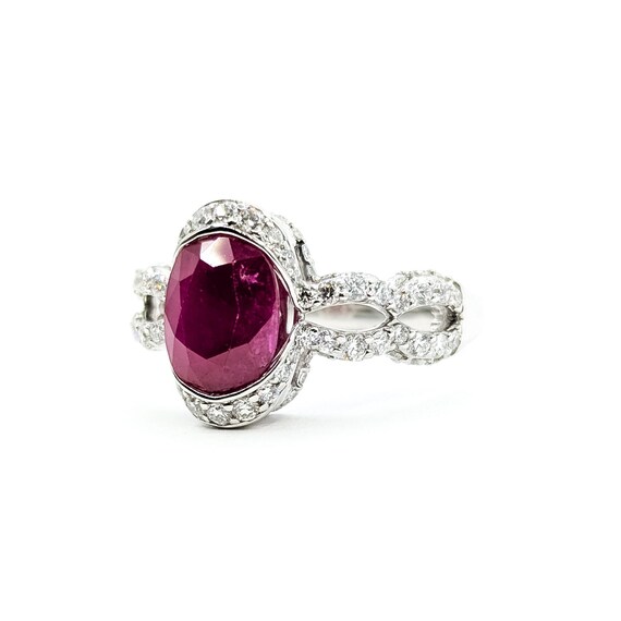 Refined Ruby & Diamond Split-Shank Ring in Platin… - image 3