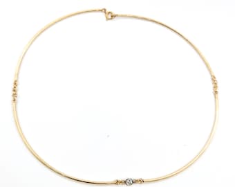 Mid-century Diamond Choker Necklace in 14k Yellow Gold