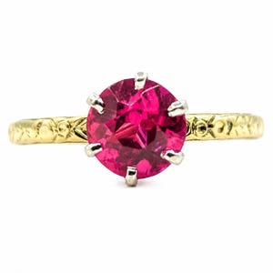 Ruby Solitaire Ring in 14k Two-Tone Gold