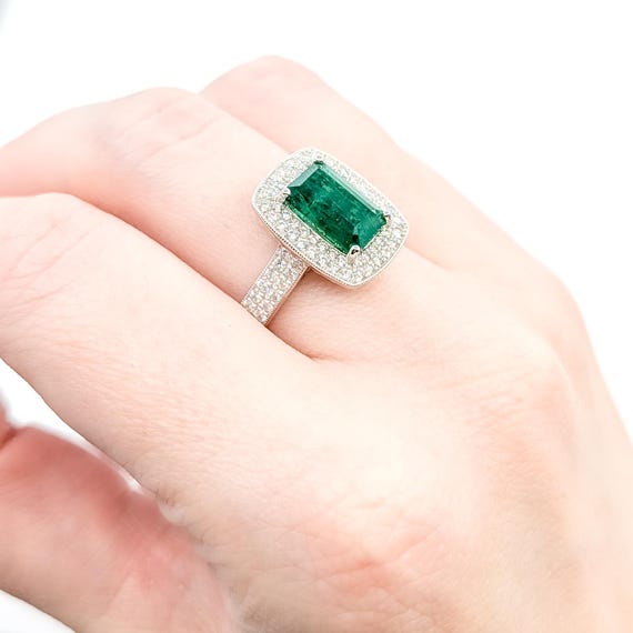 Statement Emerald & Diamond Ring in Platinum - image 5