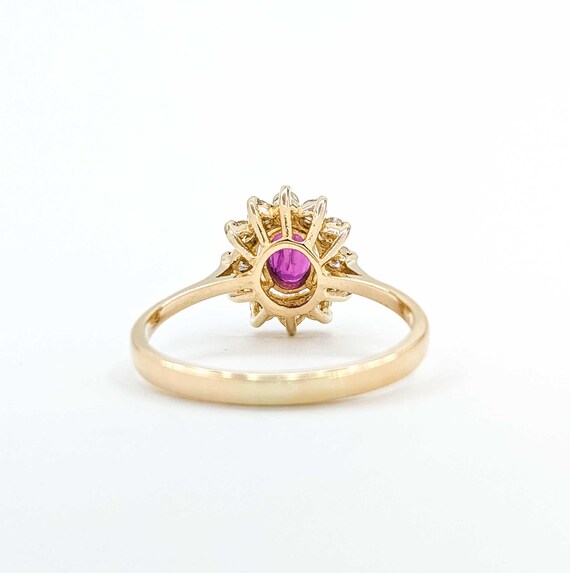 Ruby & Diamond Halo Ring in 14k Yellow Gold - Ova… - image 7