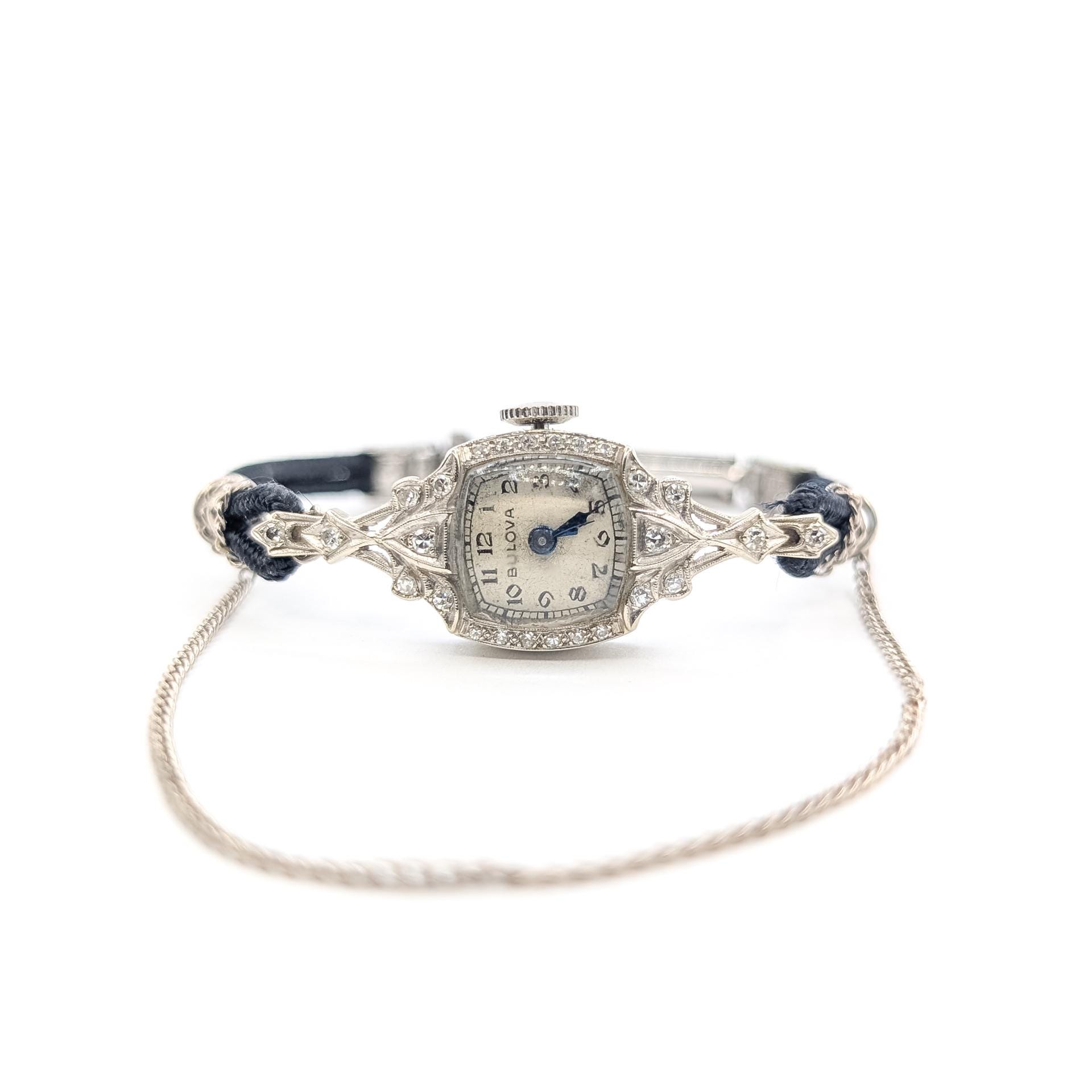 Montre Vintage Art Déco Femme Bulova - Or Blanc 14 Carats, Mouvement 6AP 15J - Années 1930
