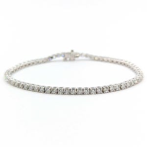 14Kホワイトゴールドダイヤモンドテニスブレスレット - 2.50カラットのプロングセットダイヤモンド、4月の誕生石ジュエリー、7.5インチ、ファインブレスレット