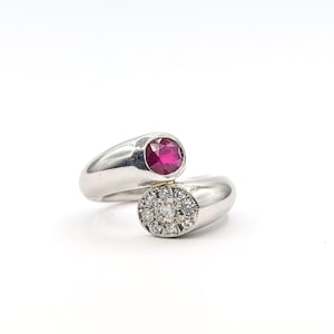 Bypass Ruby & Diamond Ring in 900 Platinum