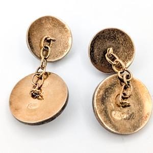 Guilloché Ruby and Diamond Cufflinks in 14K Yellow Gold
