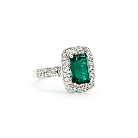Statement Emerald & Diamond Ring in Platinum - image 2