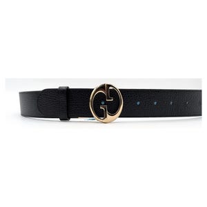 Gucci 1973 Reversible Black and Blue Leather Double G Belt 450000 CAO2G