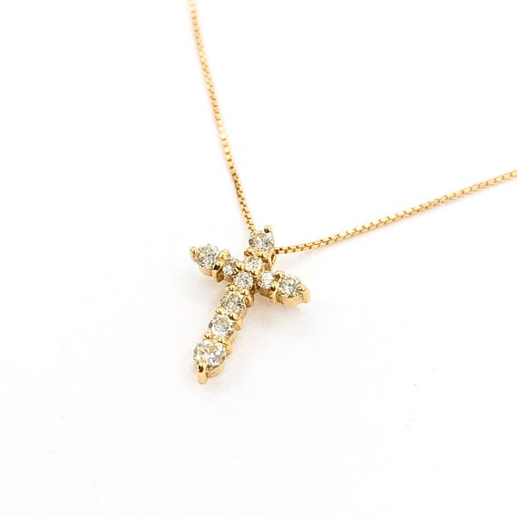 Diamond Cross Pendant in 18k Yellow Gold - image 5